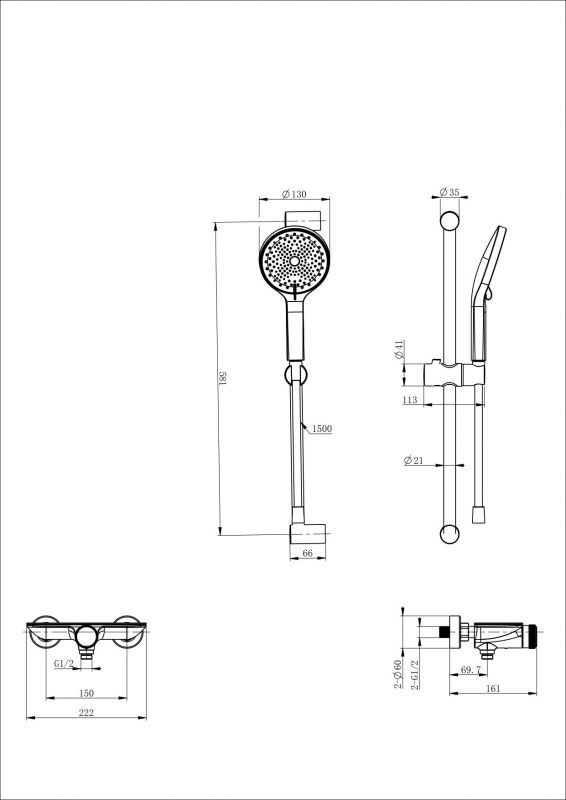 Смеситель-термостат для душа WONZON & WOGHAND WW-B2052-A-BG Золото фото 2
