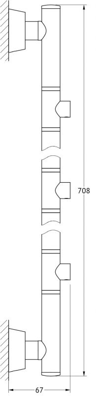 Штанга настенная для 3-х аксессуаров 71 cm FBS Vizovice VIZ 078 фото 2