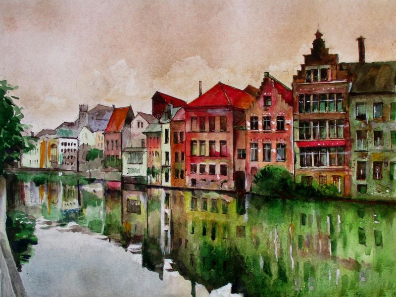 Картина "Гент - город туристов" Питаев Валерий
