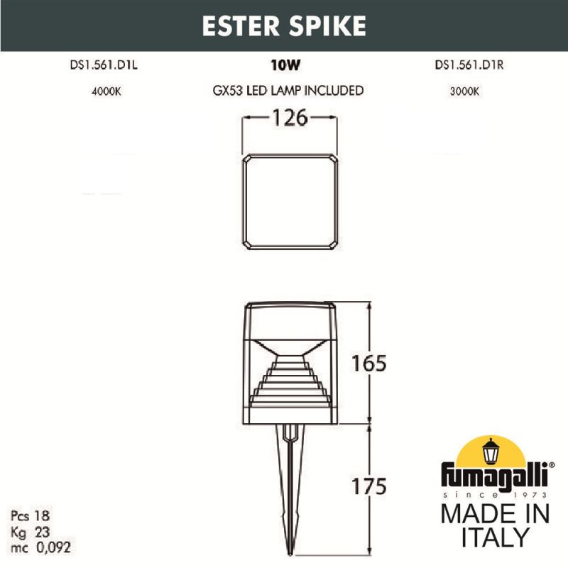 Садовый прожектор (ландшафтная подсветка) FUMAGALLI ESTER белый, прозрачный DS1.561.000.WXD1L фото 2