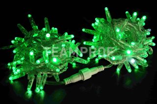 Светодиодная гирлянда нить Teamprof 10 м, 220В, флэш, прозрачный провод, зеленая TPF-S10CF-220V-CT/G