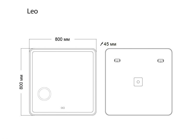 Зеркало Grossman Leo 168080 LED сенсор, с подогревом 80х80