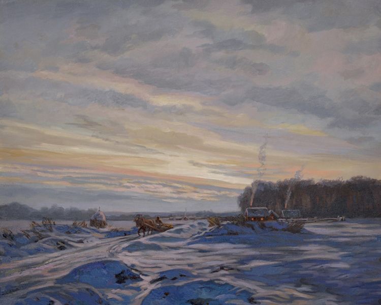 Картина "Холодная зима" Панов Эдуард Парфирьевич