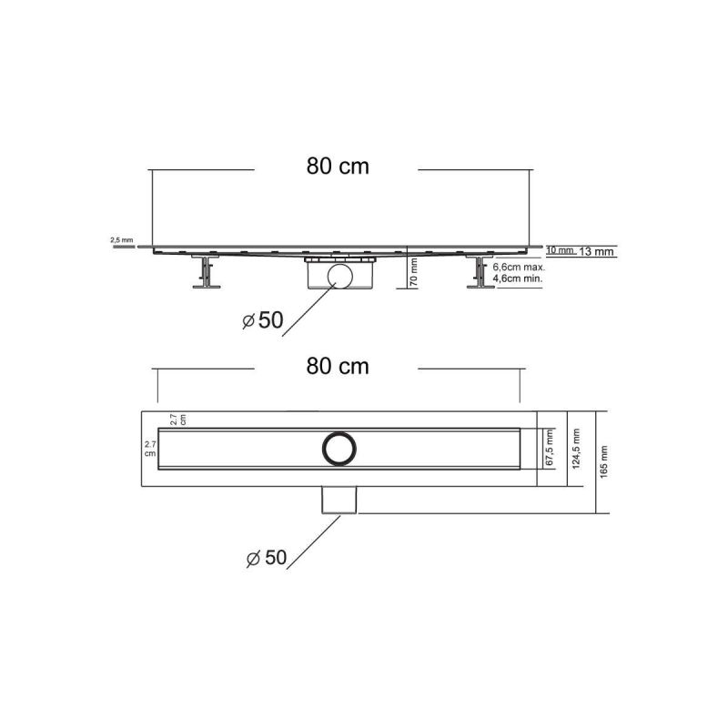 Душевой лоток Vincea SAY OPTIMA SAY.601.80.B.M.S.BLOK, 80 см, матовый черный