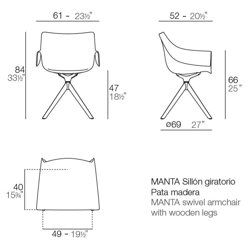 Стул поворотный Manta на деревянных ножках Vondom BD-2608379 фото 2