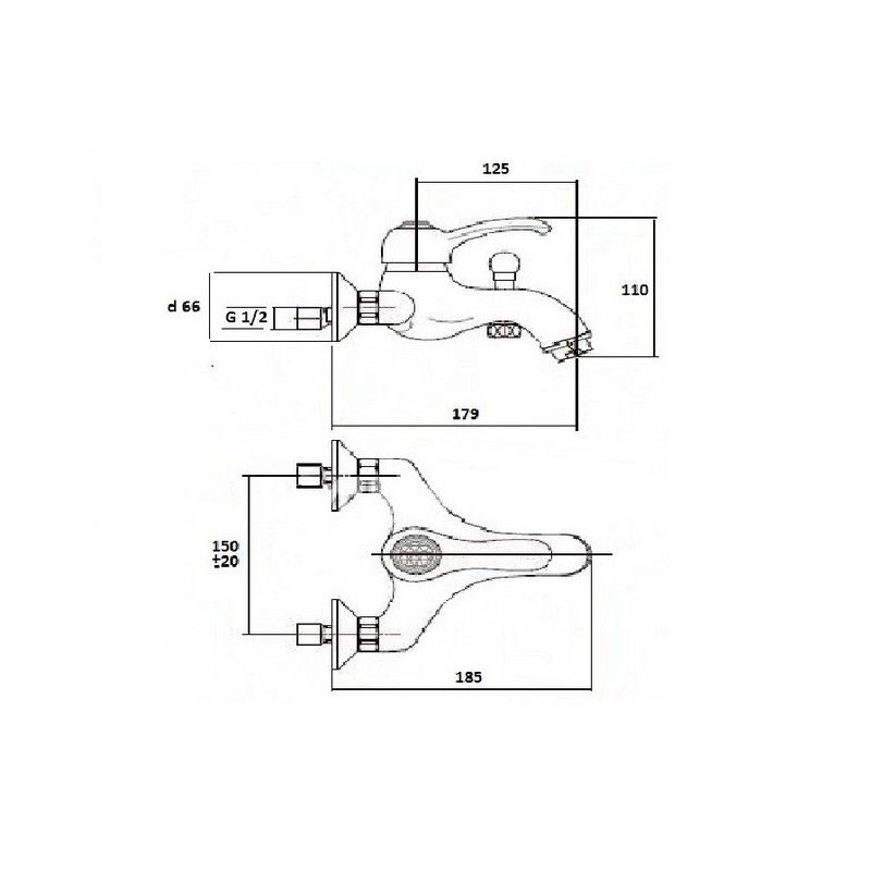 Смеситель на ванну Magliezza Grosso Bianco 50155-cr