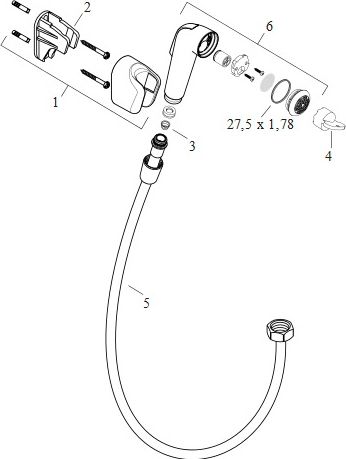 Гигиенический душ Hansgrohe 32127000 со шлангом 1,25 м