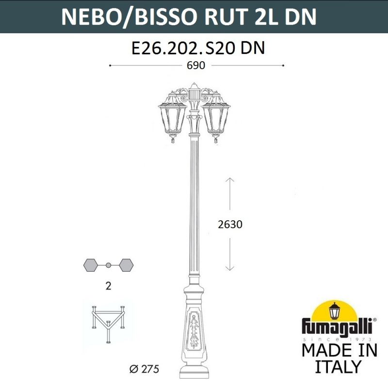 Парковый фонарь Fumagalli RUT E26.202.S20.WXF1R зеленый DN фото 2