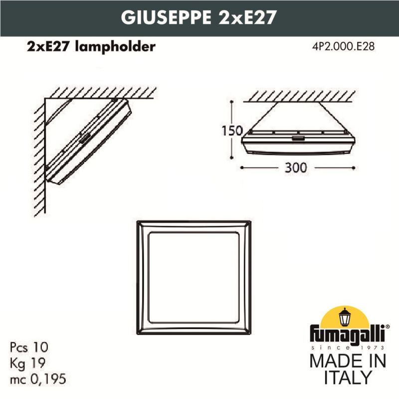 Уличный настенный светильник Fumagalli GUIZEPPE бронза, бежевый 4P2.000.000.BYF1R