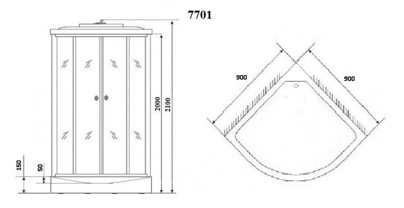 Душевая кабина Niagara Luxe NG-7701W серебро 90x90 см