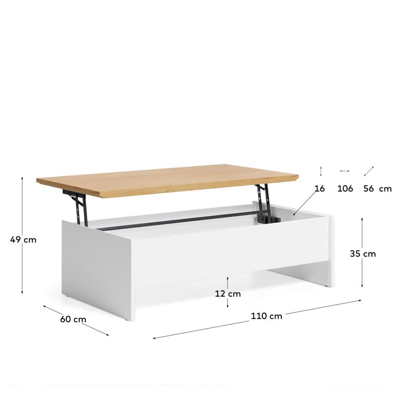 Подъемный журнальный столик из дуба 110 x 60 Abilen  La Forma (ex Julia Grup) BD-2607529