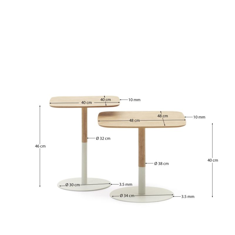 Набор La Forma (ex Julia Grup) Watse BD-2859805 из 2 квадратных столиков из шпона дуба и матового белого металла