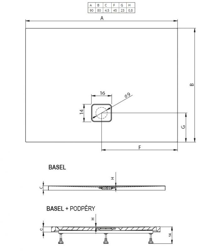 Акриловый душевой поддон Riho Basel D005002005 90x80