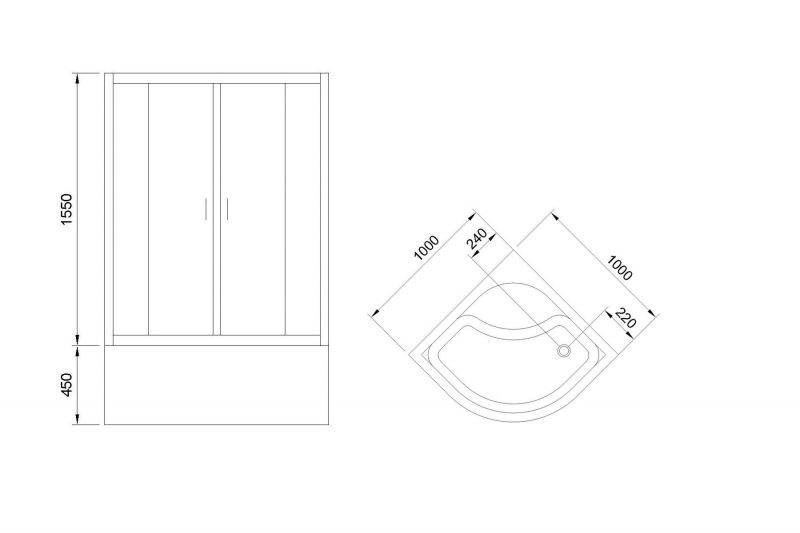 Душевой уголок Royal Bath  BK RB100BK-T