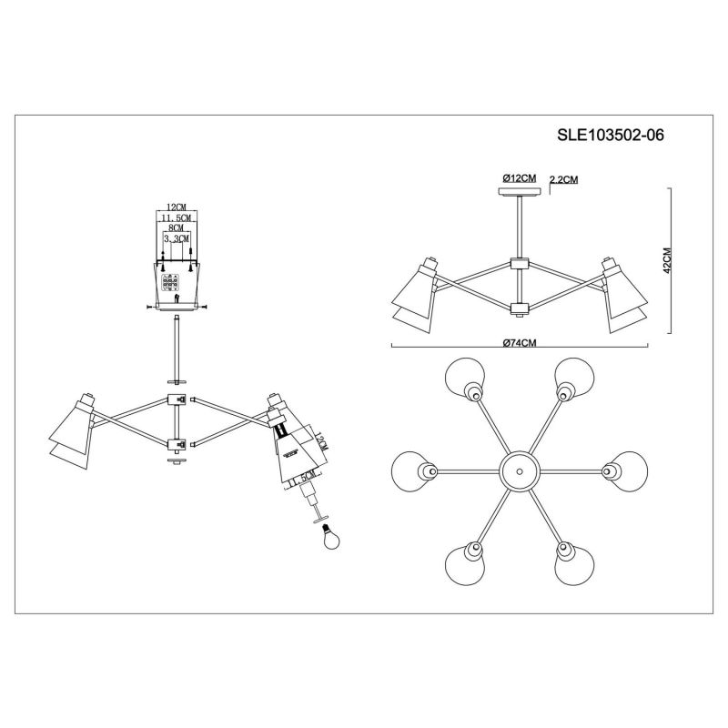 Люстра потолочная Evoluce Biane SLE103502-06