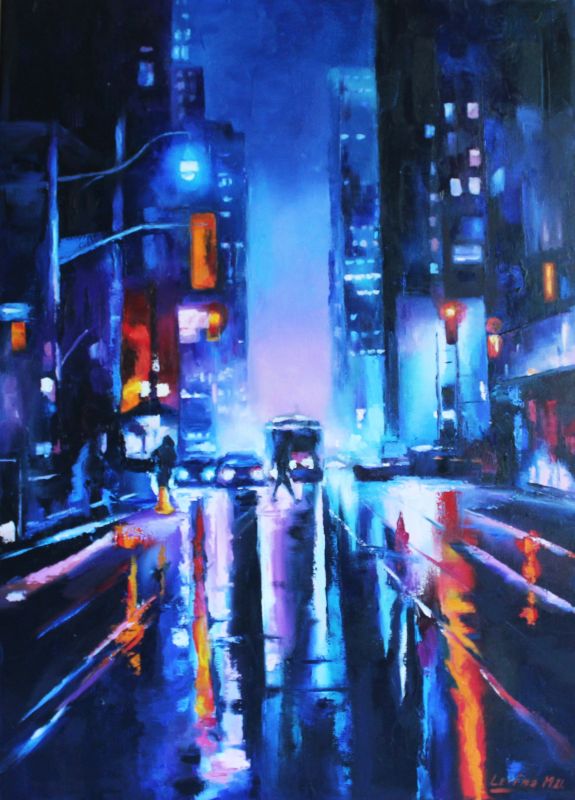 Картина "Огни ночного города" Марина Лесина