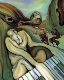 Картина "Искривлённое отражение головы Сальвадора Дали, наблюдающей за виртуозной инрой панического пианиста" Семушин Александр