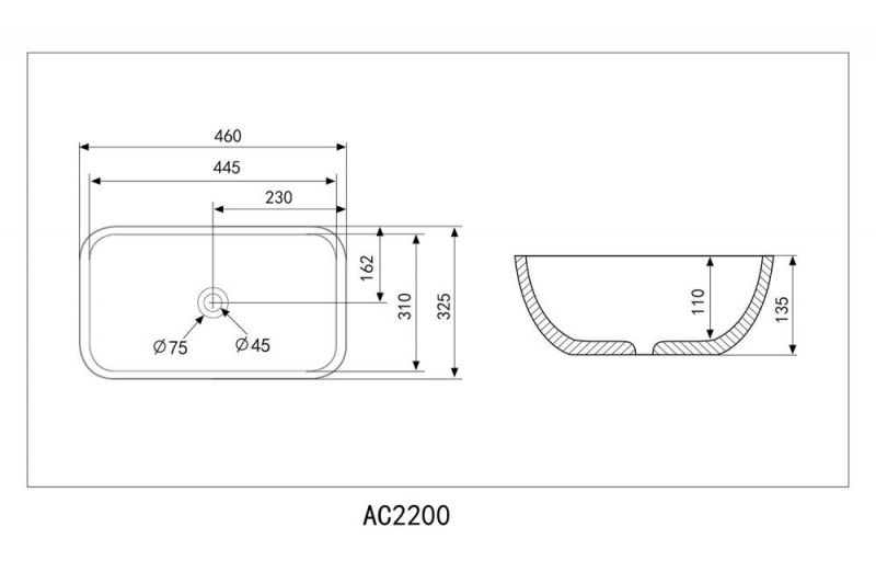Раковина-чаша Abber Rechteck AC2200MB черная матовая, 46 см фото 5