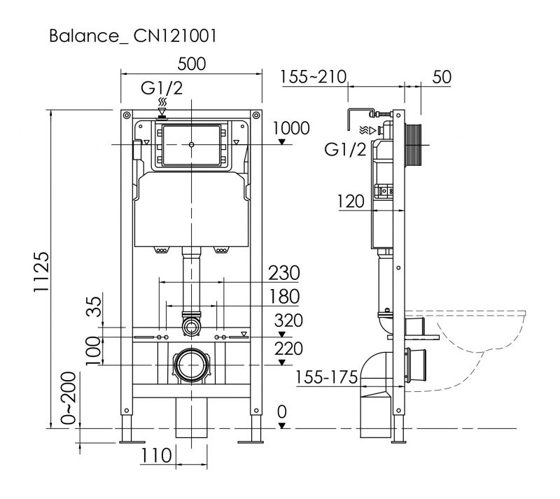 Инсталляция для унитазов Ceramica Nova Balance CN121001 механика фото 3
