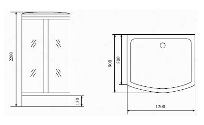 Душевая кабина Timo-S Standart 120 T-6615 Black 90x120 фото 2