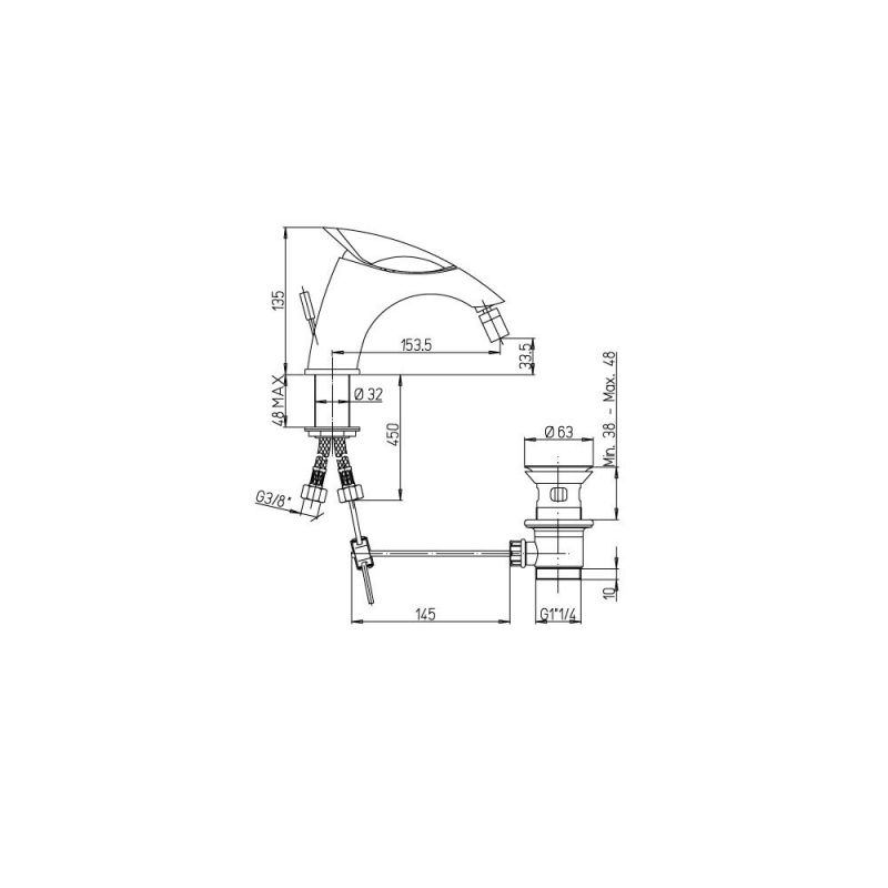 Смеситель для биде Paini F1 F1CR3062SKM