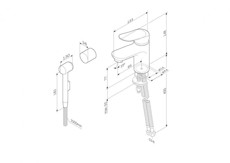 Смеситель для раковины с гигиеническим душем AM.PM Sunny F85C03000 фото 10