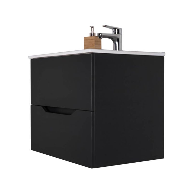 Тумба подвесная с раковиной Orange Line Li-100Tub+Ra черный матовый фото 3