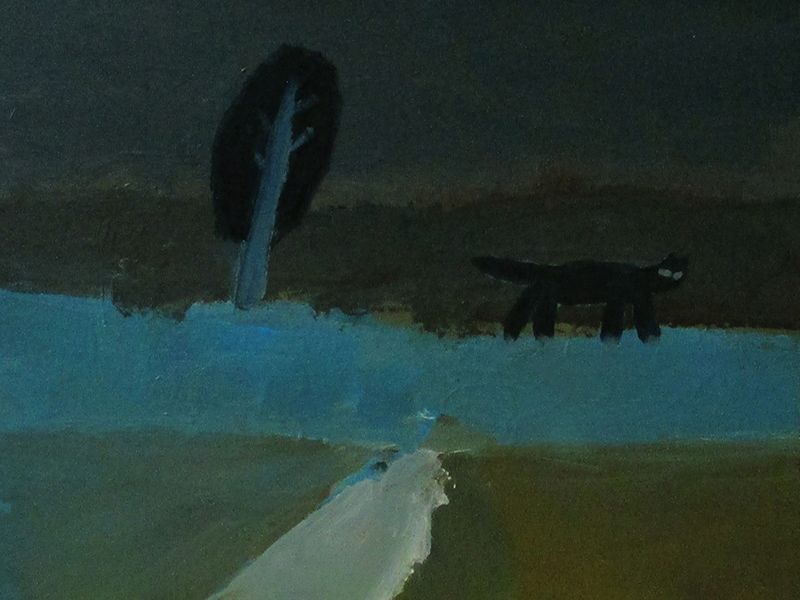 Картина "Пейзаж с деревом и котом" Желнов Николай