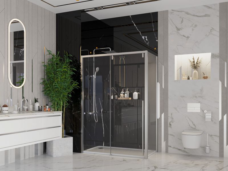 Душевой уголок Ambassador Intense 110021101IX-100IX 120x200 см, профиль хром, стекло прозрачное фото 2
