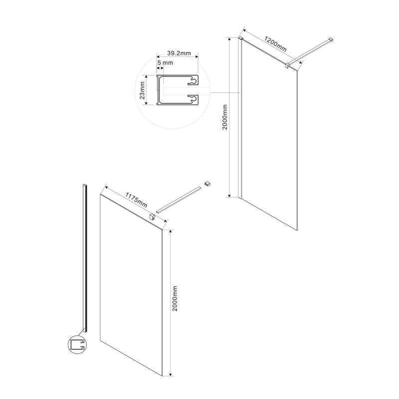 Душевая перегородка Vincea Walk-In VSW-1H120CLGM, 120 см