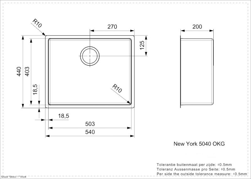 Кухонная мойка Reginox New York 50x40 Jet Black