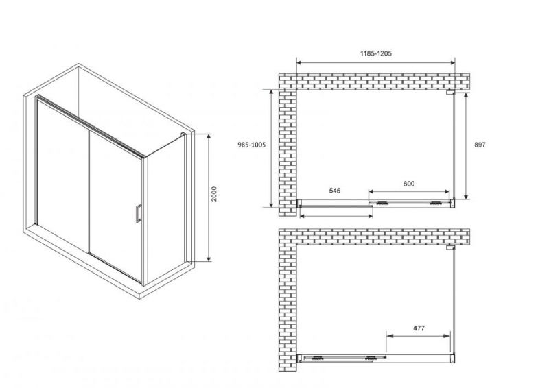 Душевой уголок ABBER Komfort AG93120B-S102B, 120x100 см