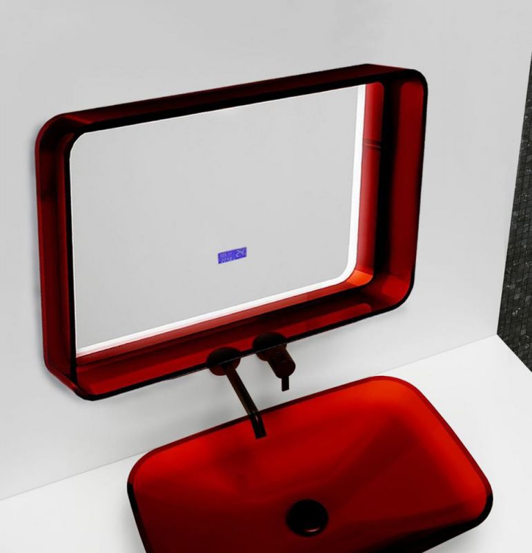 Зеркало для ванной ABBER Kristall AT6701Rubin, с подсветкой, красное