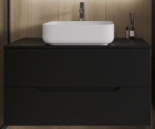 Подвесная тумба с раковиной Orange Line Li-100TubMDF+B05-500W, 100 см, черная/белая фото 2