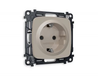 Комплект механизма электрической розетки Ambrella Volt OMEGA Серо-бежевый матовый с/з с шторками (OP3670, VM141) MO367010