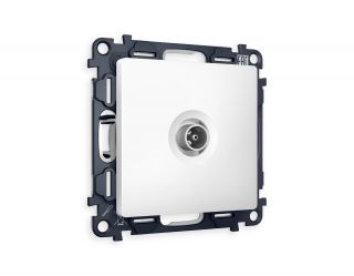 Комплект механизма TV розетки проходной Ambrella Volt ALFA Белый матовый 5-1000 MHz 4dB (AP1330, VM211) MA133030