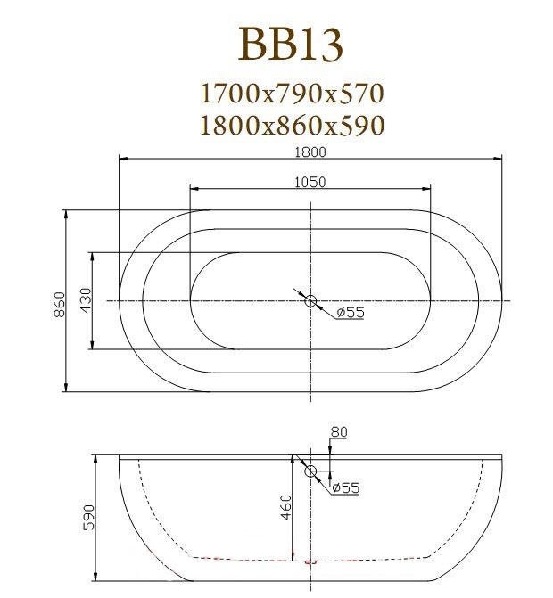 Акриловая ванна BelBagno BB13-1700 170x80