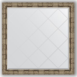 Зеркало с гравировкой в багетной раме 103x103 Evoform EXCLUSIVE-G BY 4437 серебряный бамбук