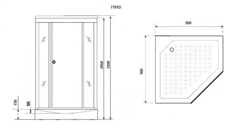 Душевая кабина Niagara Luxe NG-7701DW 90х90 серебро 90x90