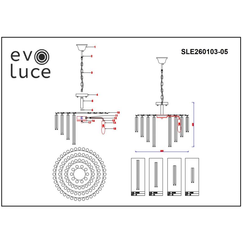 Люстра подвесная Evoluce Messina SLE260103-05