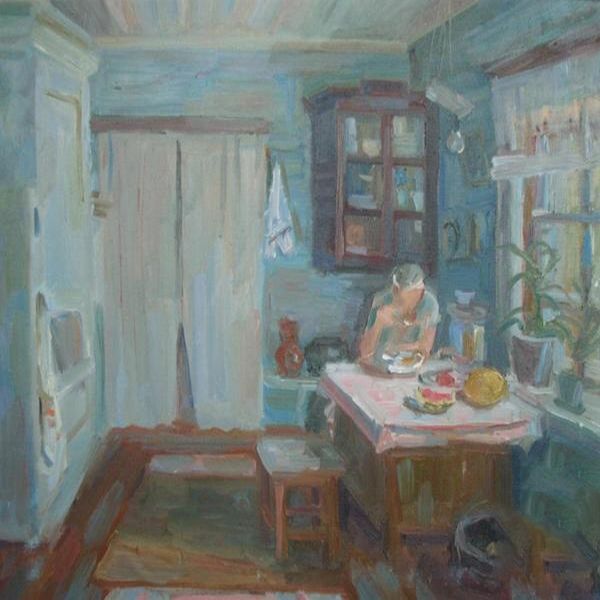 Картина "Интерьер с печью" Слыщенко Елена