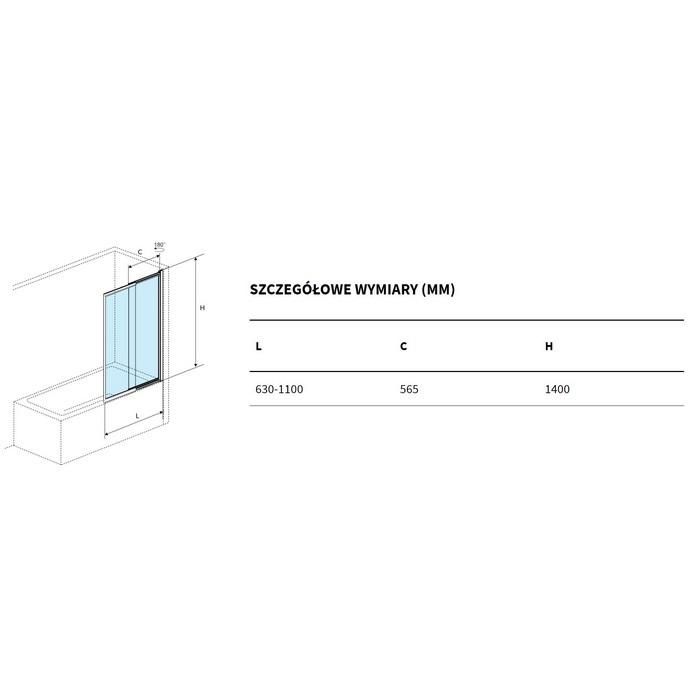 Шторка для ванны Excellent Liner KAEX.2930.1100.LP 110 см