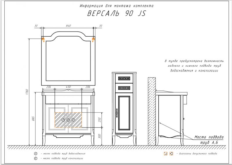 Зеркало Версаль-90 Comforty 00003130382