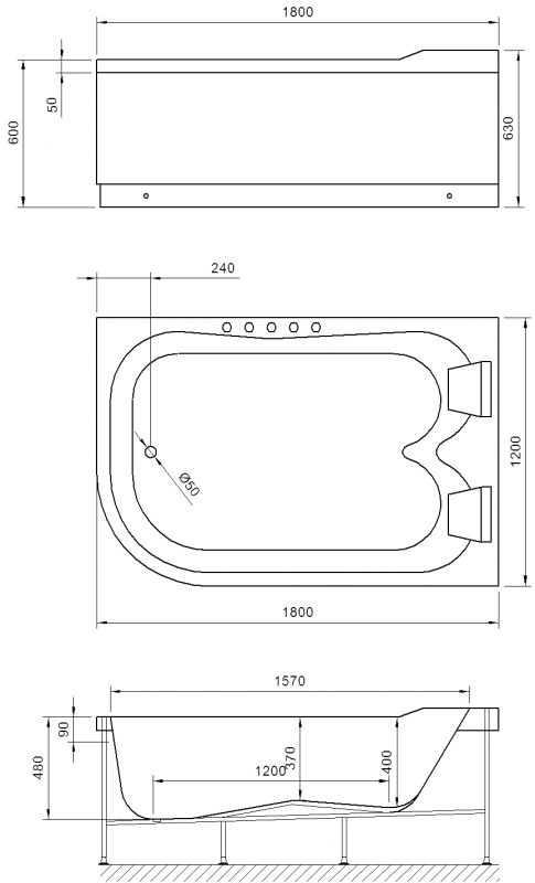 Акриловая ванна Royal Bath Norway RB331100K-R 180x120 R