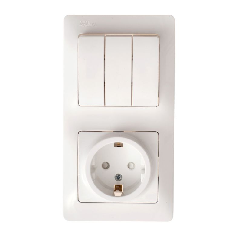 Блок комбинированный (комбинация выключателя и розеток) Systeme Electric Glossa BD-1510141 фото 2