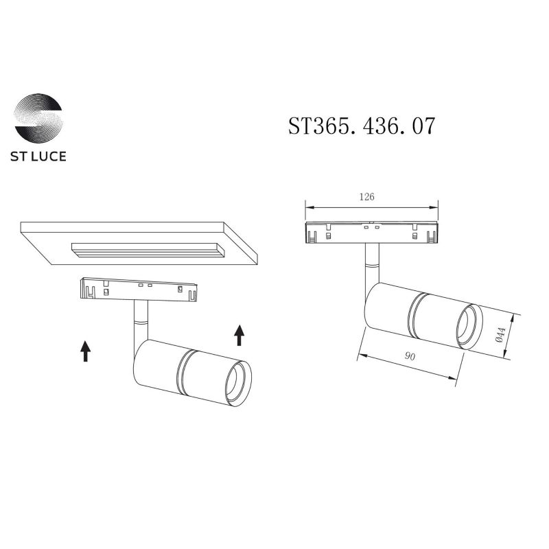 Магнитный трековый светильник ST Luce Черный LED 1*7W 3000K SKYLINE 48 ST365.436.07