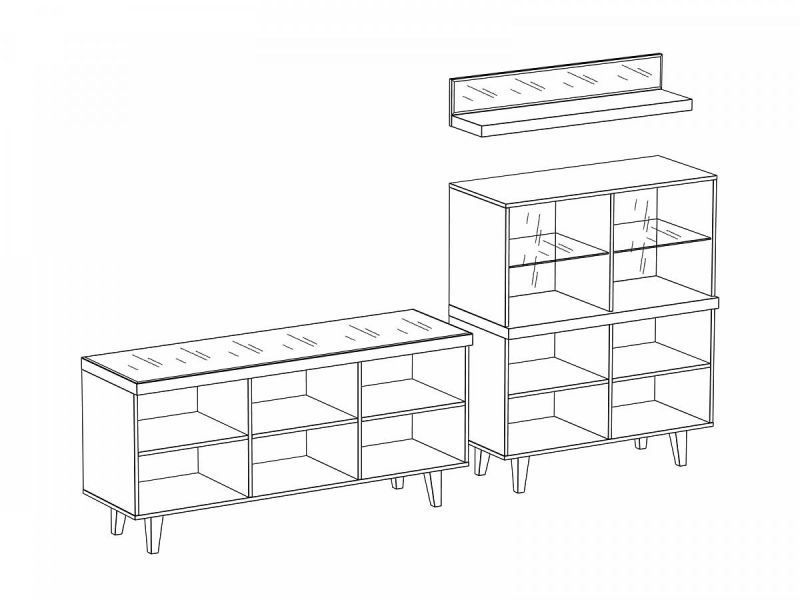 Композиция мебели (тумба, шкаф, полка) Kristal 1 ОГОГО Обстановочка черный BD-1754412 фото 3