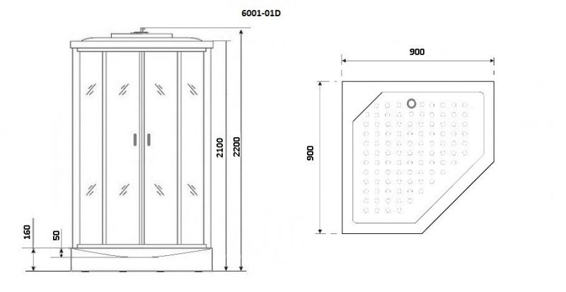 Душевая кабина Niagara Premium NG- 6001-01D 90x90