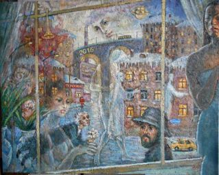 Картина "Натурщицы у окна в ночь рождения Бога" Ягужинская Анна