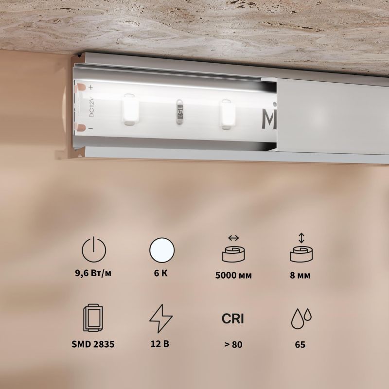 Светодиодная лента Maytoni IP65 LED 6000К(холодный) 9.6W 201176 фото 3